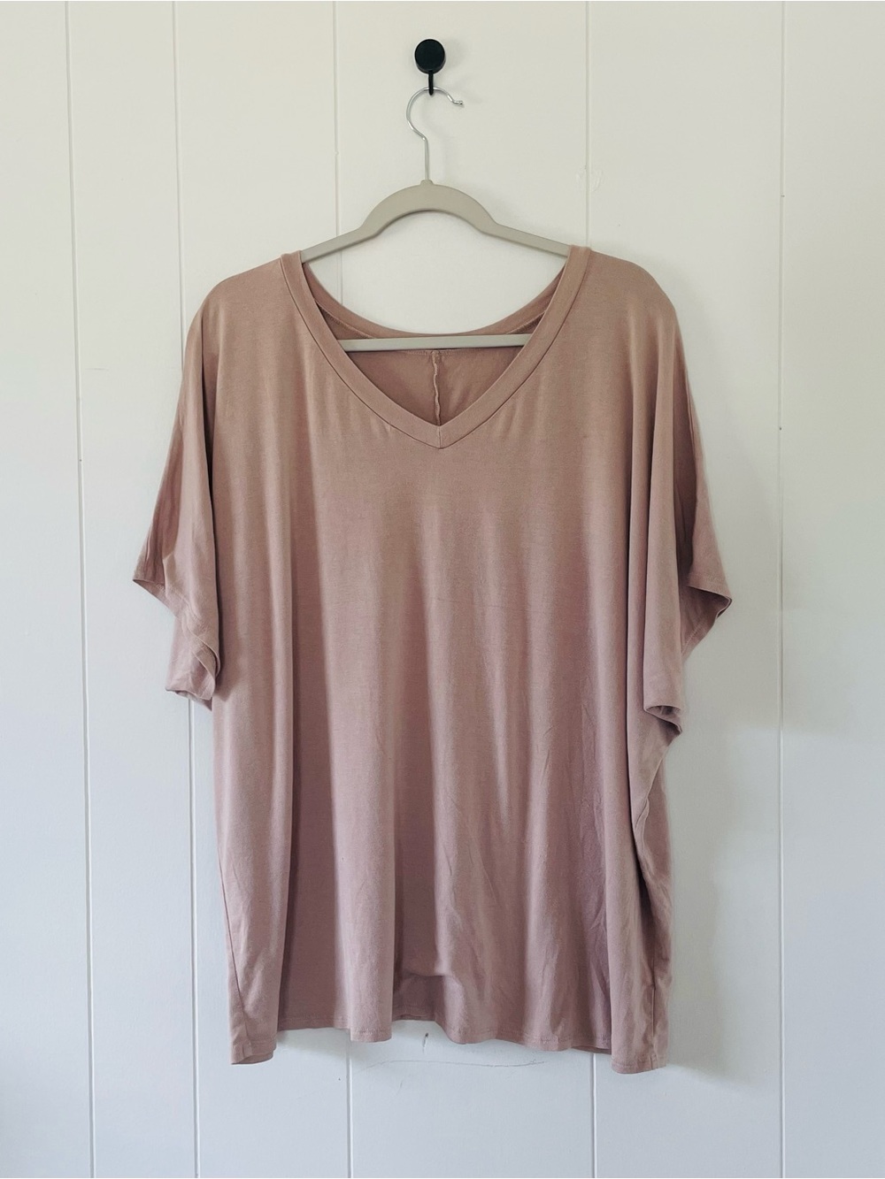 Women's V-Neck Oversized Top - Dusty Rose